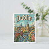 Dublin Ierland Classic Art Retro Vintage Reizen Briefkaart (Staand voorkant)