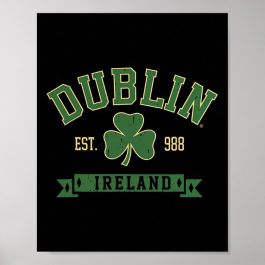 Dublin Ierland Clover Leaf Shamrock St Patricks Da Poster (Voorkant)