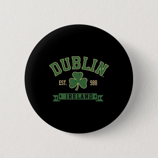 Dublin Ierland Clover Leaf Shamrock St Patricks Da Ronde Button 5,7 Cm (Voorkant)
