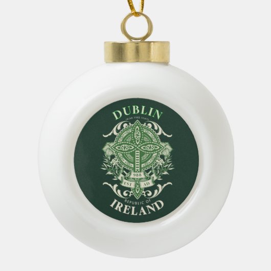 Dublin Ierland Irish Celtic Cross Keramische Bal Ornament (Voorkant)