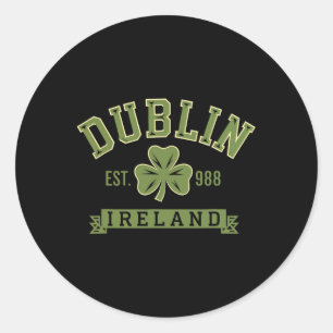 Dublin Ierland Klaverblad Shamrock Keltisch Opgeri Ronde Sticker