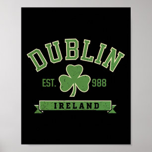 Dublin Ierland Klaverblad Shamrock Opgericht 988 S Poster