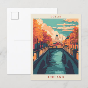 Dublin Ierland Kunst Elegante Vintage Reizen Briefkaart
