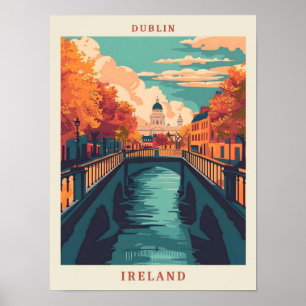 Dublin Ierland Kunst Elegante Vintage Reizen Poster