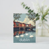 Dublin Ierland Liffey Rivier Zwanen Briefkaart (Staand voorkant)