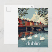 Dublin Ierland Liffey Rivier Zwanen Briefkaart (Voorkant / Achterkant)