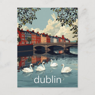 Dublin Ierland Liffey Rivier Zwanen Briefkaart