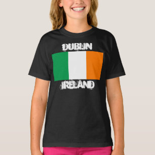 Dublin, Ierland met Ierse vlag Meisjes T-shirt