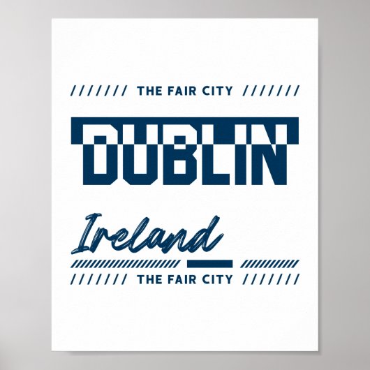 Dublin Ierland Moderne Typografie Stadsontwerp Poster (Voorkant)