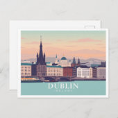 Dublin Ierland Pastelreisontwerp Briefkaart (Voorkant / Achterkant)