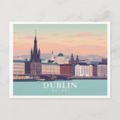 Dublin Ierland Pastelreisontwerp Briefkaart (Voorkant)