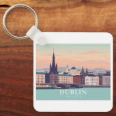Dublin Ierland Pastelreisontwerp Sleutelhanger (Voorkant)