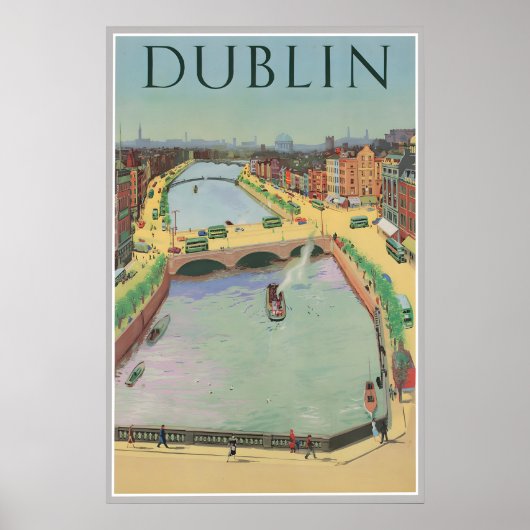 Dublin Ierland Poster Vintage Reisprent (Voorkant)
