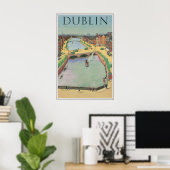 Dublin Ierland Poster Vintage Reisprent (Thuiskantoor)