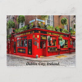Dublin Ierland pub & cobblestone street Briefkaart