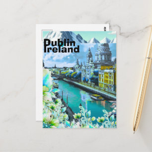 Dublin Ierland Reis Postkaart Kunst, Ierland Reis