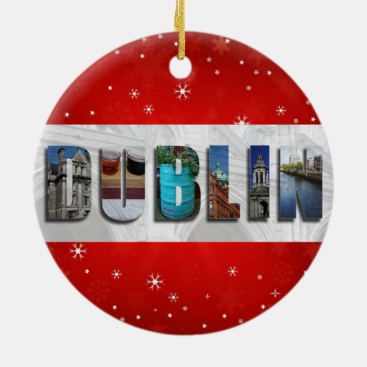 Dublin Ierland Reisfoto's Snowflake Kerstmis Keramisch Ornament (Achterkant)