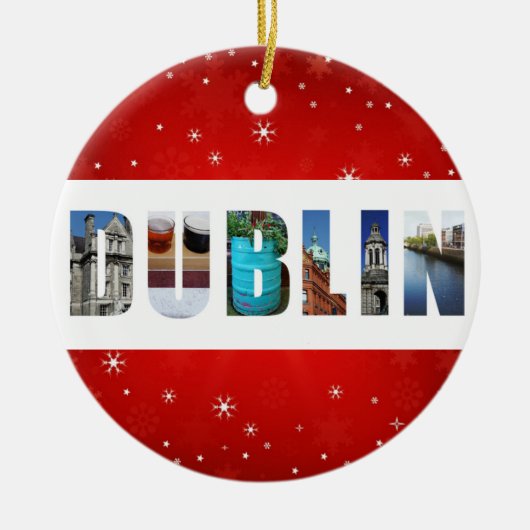 Dublin Ierland Reisfoto's Snowflake Kerstmis Keramisch Ornament (Voorkant)