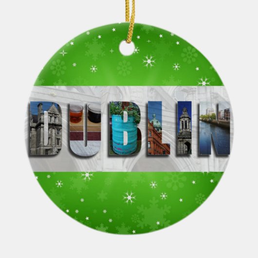 Dublin Ierland Reisfoto's Snowflake Kerstmis Keramisch Ornament (Voorkant)