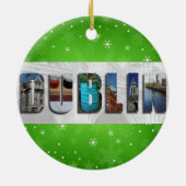 Dublin Ierland Reisfoto's Snowflake Kerstmis Keramisch Ornament (Achterkant)