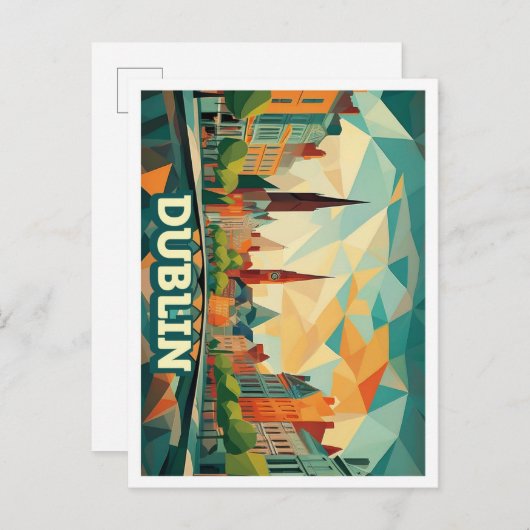 Dublin Ierland Reizen artistiek kleurrijk Briefkaart (Voorkant / Achterkant)