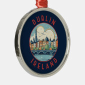 Dublin Ierland Retro Distress Circle Metalen Ornament (Rechts)