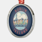 Dublin Ierland Retro Distress Circle Metalen Ornament (Links)