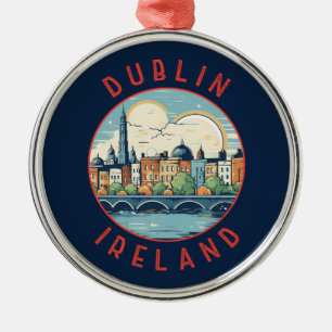 Dublin Ierland Retro Distress Circle Metalen Ornament