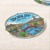 Dublin Ierland Ronde Kartonnen Onderzetter (Gebogen)