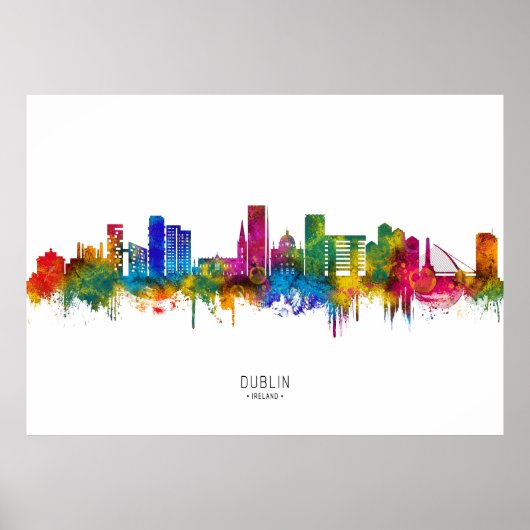 Dublin Ierland Silhouet Poster (Voorkant)
