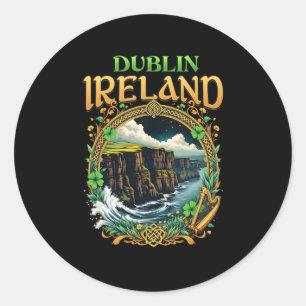 Dublin Ierland Souvenir Zee Kliffen Dublin Vakanti Ronde Sticker