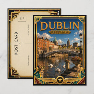 Dublin Ierland Vintage Kasteel Art Deco Gouden Tij Briefkaart