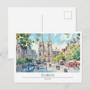 Dublin Ierland Vintage Kunst Illustratie Reizen Briefkaart