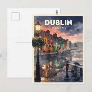 Dublin Ierland Vintage Reis Briefkaart