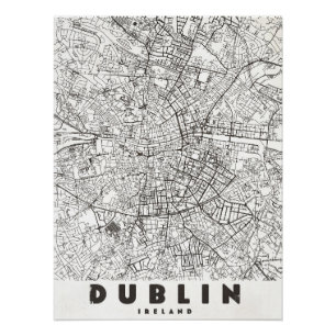 Dublin Ierland Vintage Reis Kaart Perfect Poster