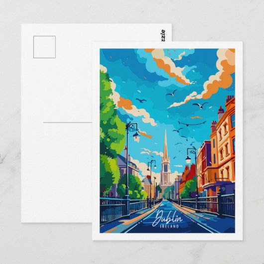 Dublin Ierland vintage reisplaats illustratie Briefkaart (Voorkant / Achterkant)