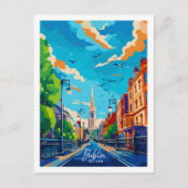 Dublin Ierland vintage reisplaats illustratie Briefkaart (Voorkant)