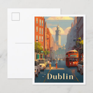 Dublin Ierland Vintage Travel Illustration Briefkaart