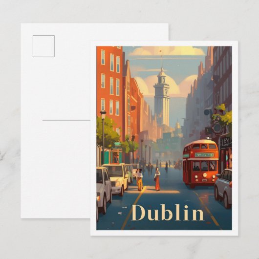 Dublin Ierland Vintage Travel Illustration Briefkaart (Voorkant / Achterkant)
