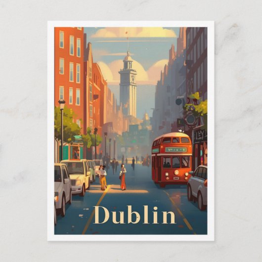 Dublin Ierland Vintage Travel Illustration Briefkaart (Voorkant)