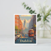 Dublin Ierland Vintage Travel Illustration Briefkaart (Staand voorkant)