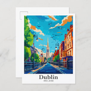 Dublin Ierland Vintage Travel Portrait Briefkaart