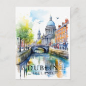 Dublin, Ierland Waterverf Travel Art Briefkaart (Voorkant)