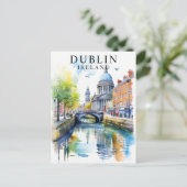 Dublin, Ierland Waterverf Travel Art Briefkaart (Staand voorkant)
