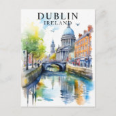 Dublin, Ierland Waterverf Travel Art Briefkaart (Voorkant)