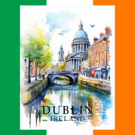 Dublin, Ierland Waterverf Travel Art Briefkaart