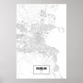 Dublin, Ierland (zwart op wit) Poster (Voorkant)