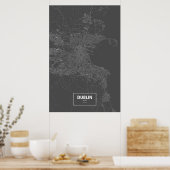 Dublin, Ierland (zwart wit) Poster (Keuken)