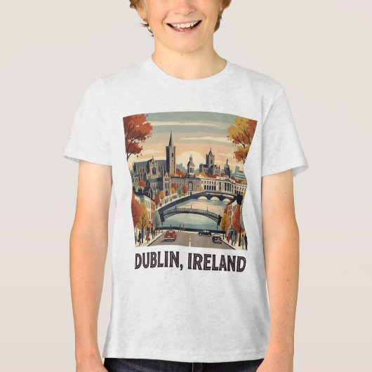 Dublin in de herfst Tri-Blend shirt (Voorkant)