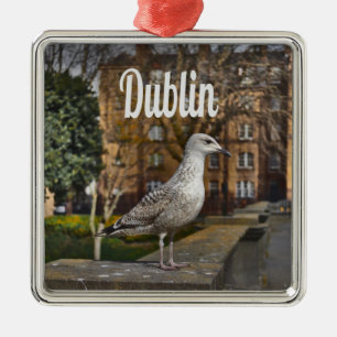Dublin Ireland Bird on Brick Wall Metalen Ornament
